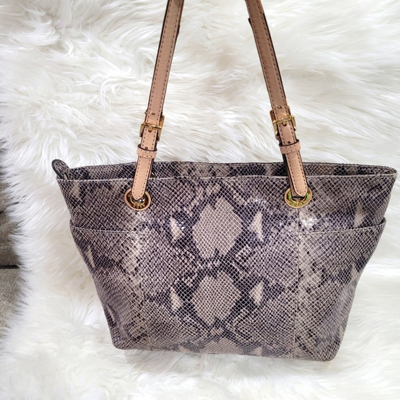 Michael Kors Python snake print gray leather tote bag - Picture 1 of 13